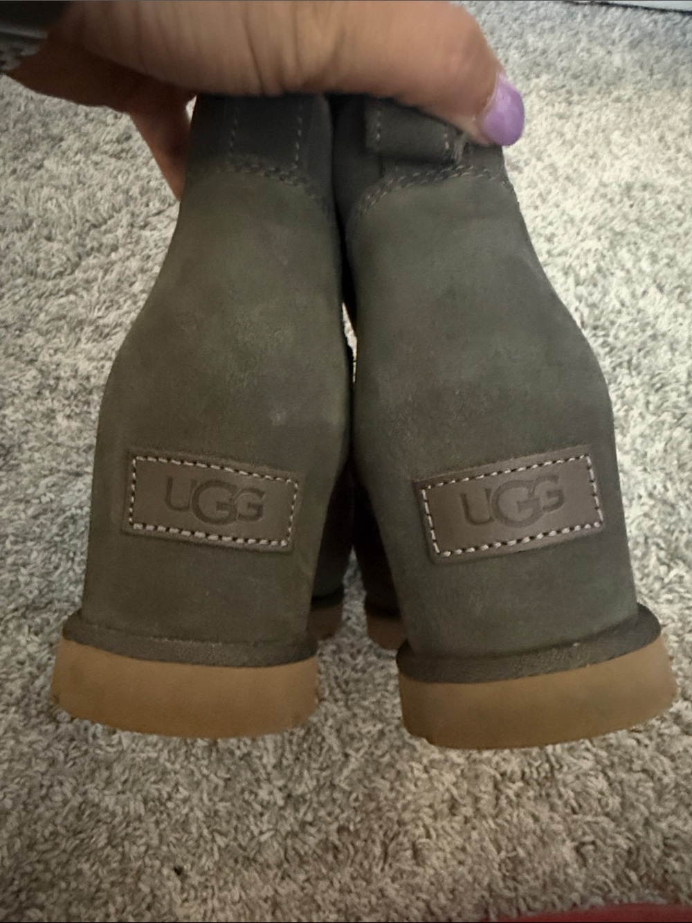 UGG Classic Femme Mini Short Suede Boots in Olive/Brown